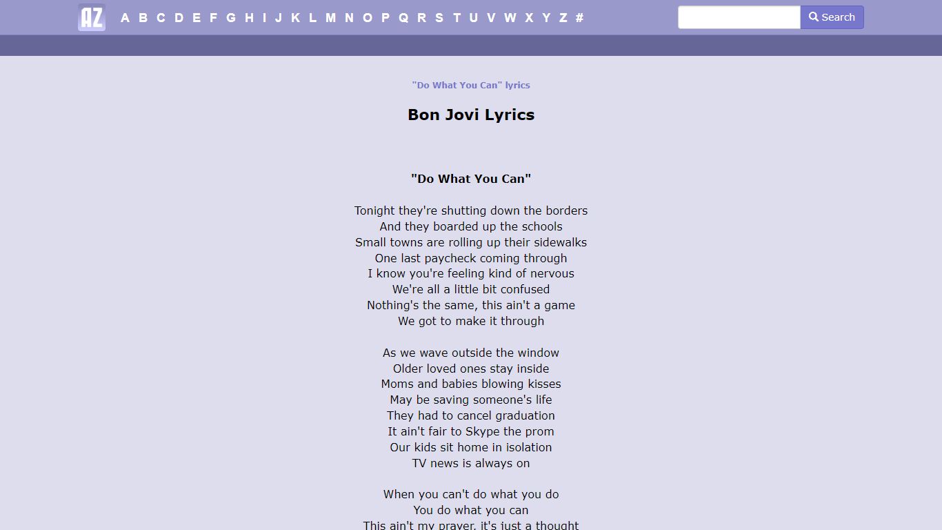 Bon Jovi - Do What You Can Lyrics | AZLyrics.com